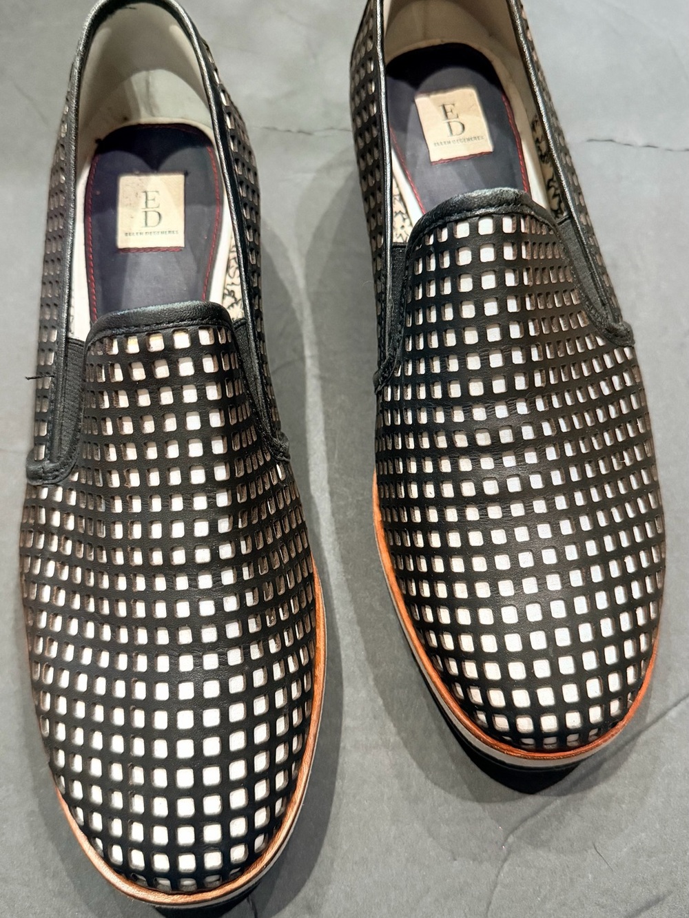 Ellen Degeneres Black & White Perforated Slip-On Loafers